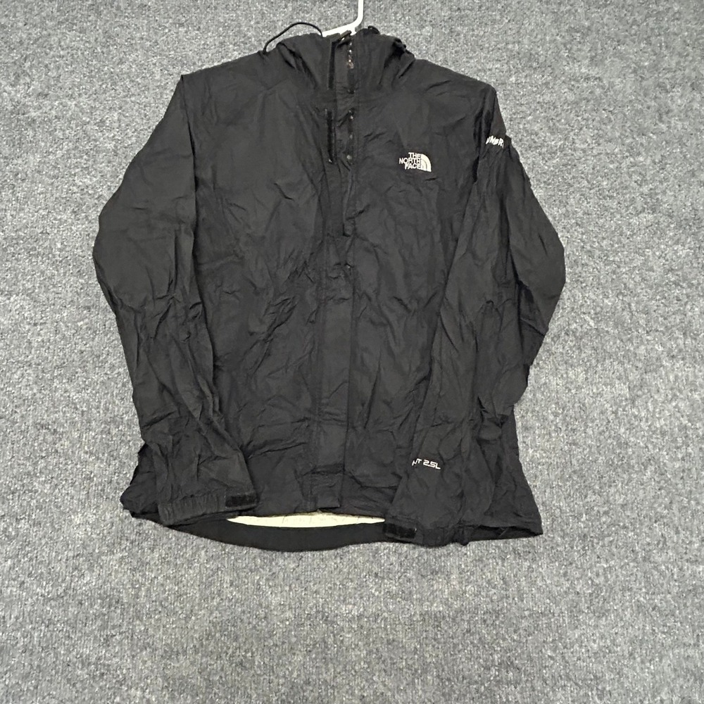 The North Face Rain Jacket Womens S Black HyVent 2.5L Hooded Waterproof Shell